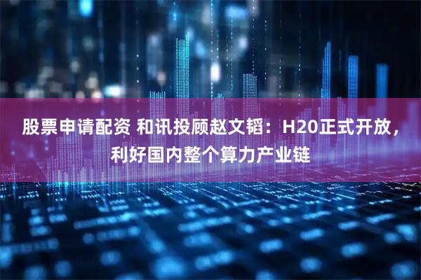 股票申请配资 和讯投顾赵文韬：H20正式开放，利好国内整个算力产业链