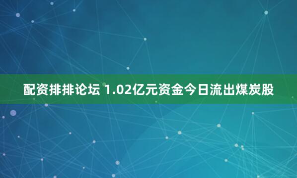 配资排排论坛 1.02亿元资金今日流出煤炭股